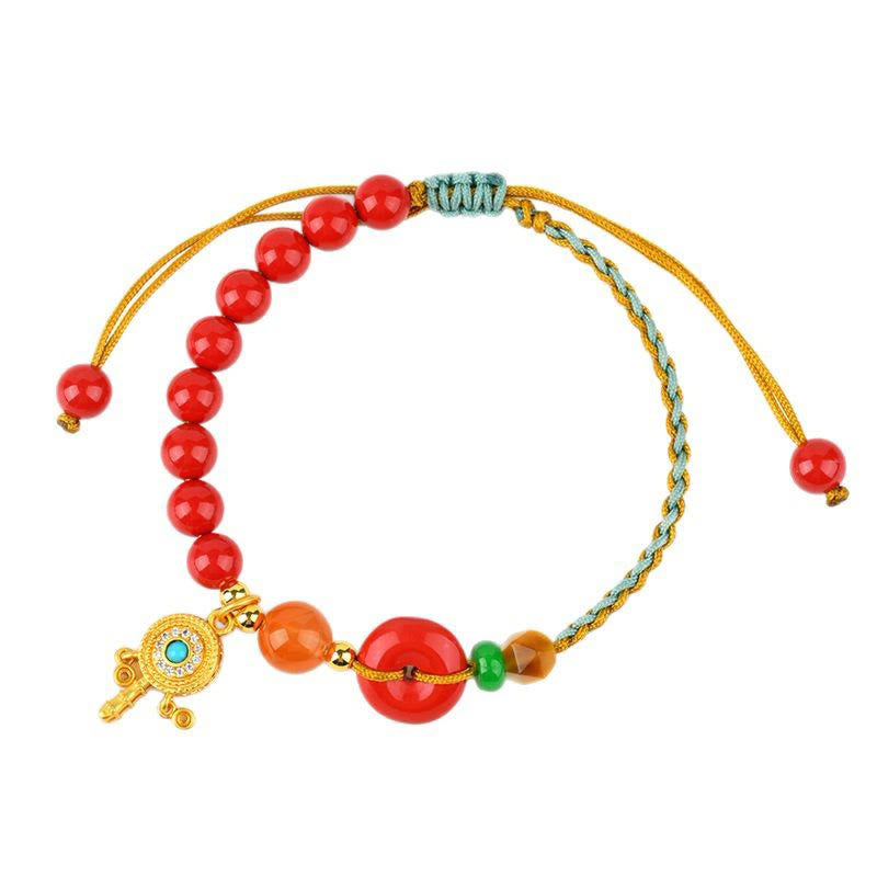 Buddha Stones Cinnabar String Peace Buckle Blessing Bracelet