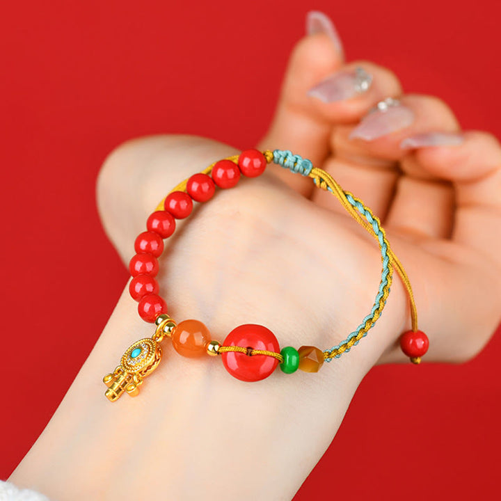 Buddha Stones Cinnabar String Peace Buckle Blessing Bracelet