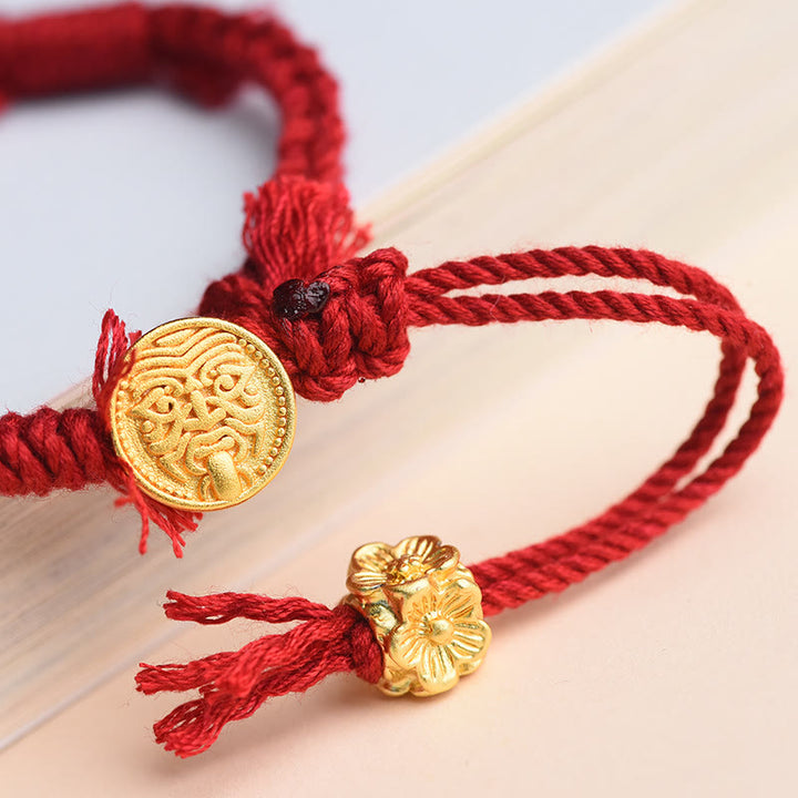 Buddha Stones Tibetan String Zakiram Goddess Of Wealth Flower Tassel Protection Bracelet