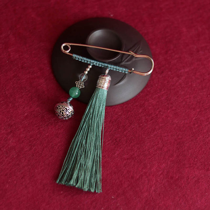 Buddha Stones Retro Bell Tassels Brooch