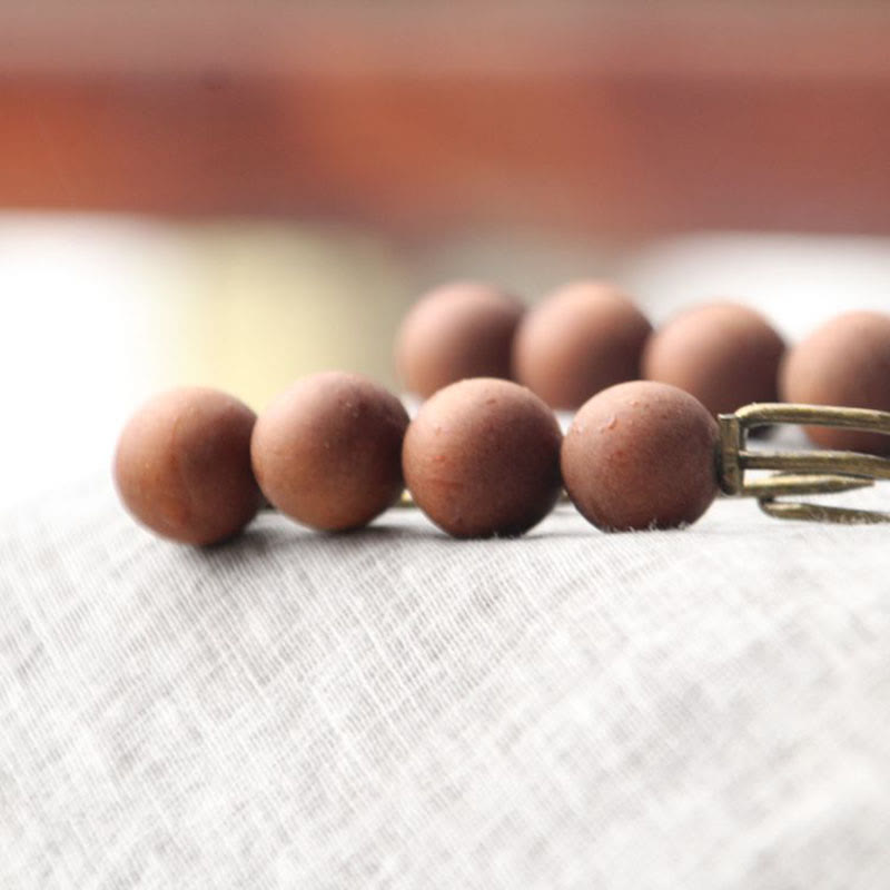 Buddha Stones Vintage Sandalwood Agathis Alba Ebony Wood Peltogyne Beads Healing Brooch