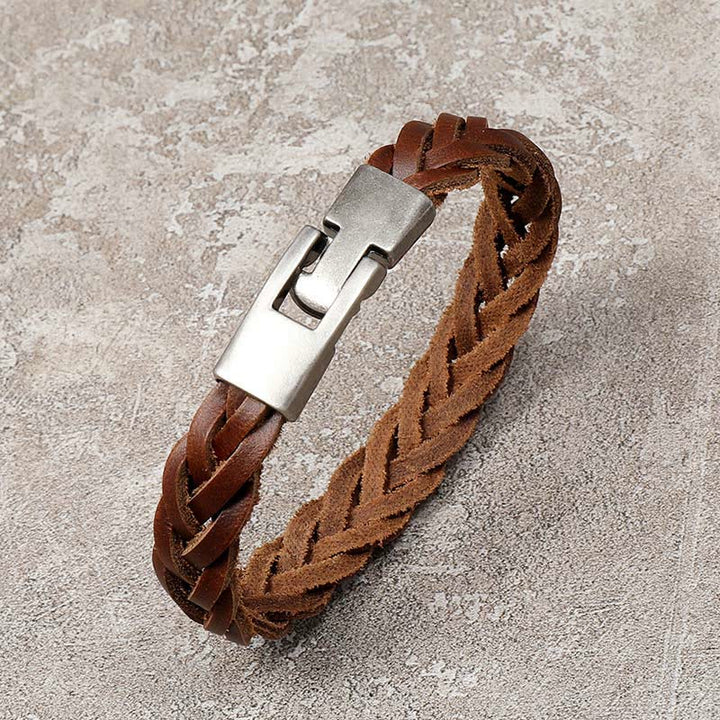 Buddha Stones Vintage Leather Braided Buckle Strength Bracelet - image 2