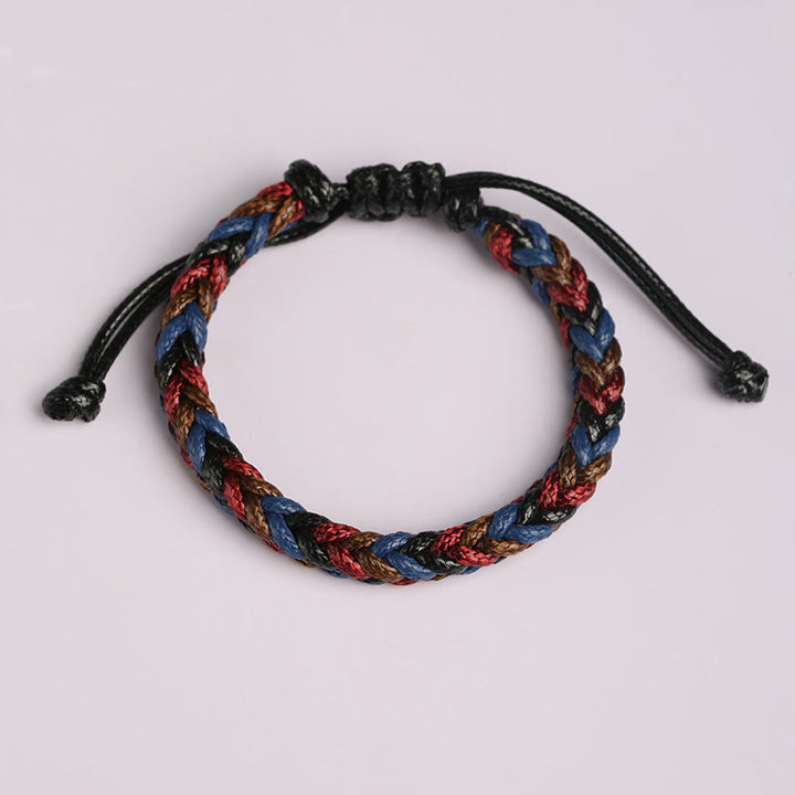 Buddha Stones Handmade Eight Thread Peace Knot Wax Cord Rope Braided Bracelet