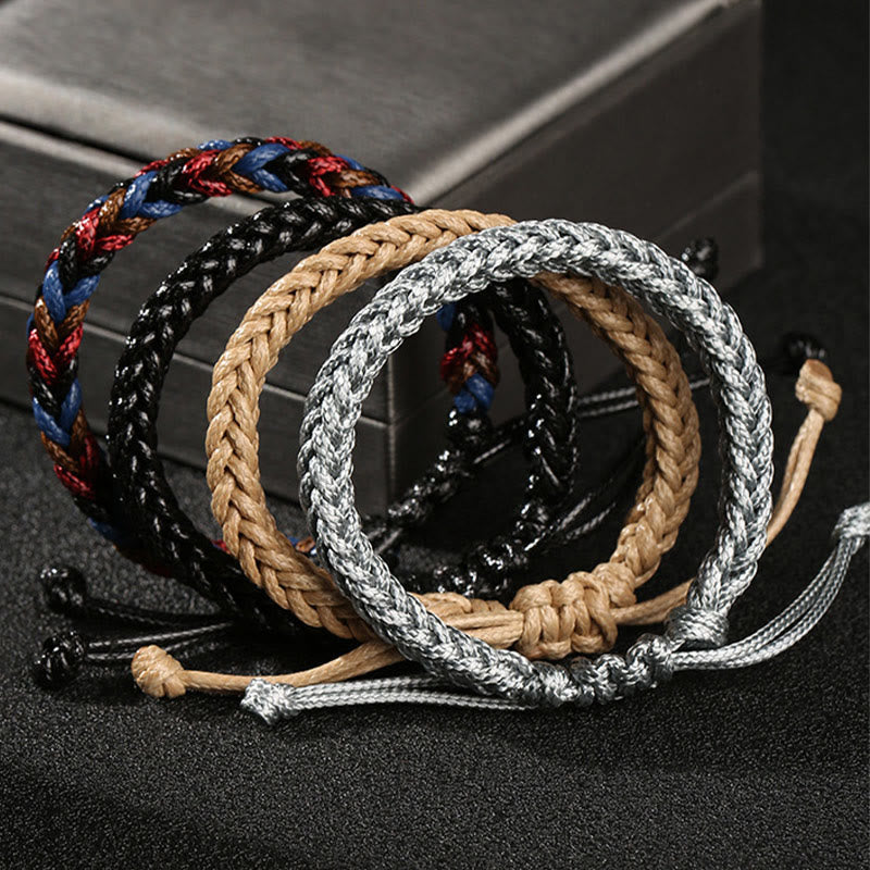 Buddha Stones Handmade Eight Thread Peace Knot Wax Cord Rope Braided Bracelet