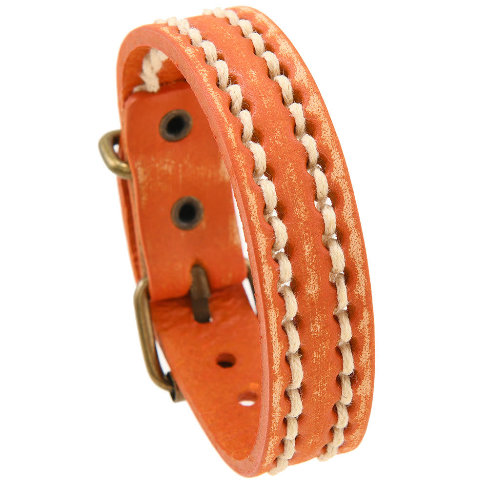 Buddha Stones Vintage Leather Adjustable Buckle Strengthen Bracelet