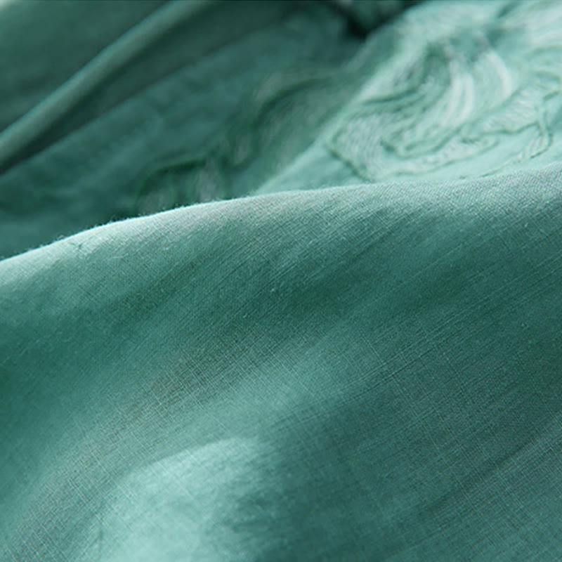 Buddha Stones Casual Women's Embroidery Plants Design Three Quarter Sleeve Cotton Linen Shirt - image 24