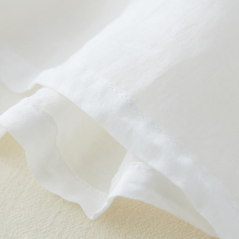 Buddha Stones Casual Women's Embroidery Plants Design Three Quarter Sleeve Cotton Linen Shirt - image 12