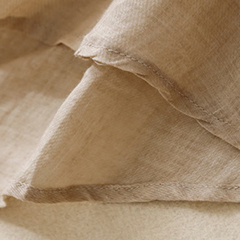 Buddha Stones Casual Embroidered Plant Stand Collar Design Three Quarter Sleeve Women's Cotton Linen Shirt - image 21