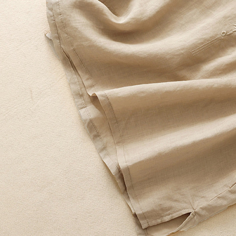 Buddha Stones Casual Women's Embroidered Flower V-neck Design Loose Half Sleeve Cotton Linen Shirt - image 19