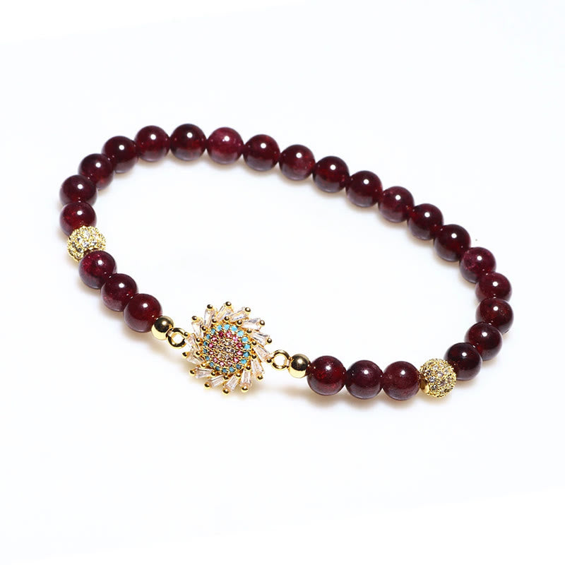 Buddha Stones Natural Garnet Flower Zircon Bead Protection Bracelet