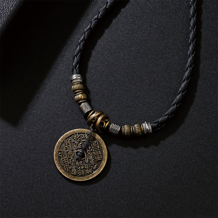 Buddha Stones Mountain Ghosts Spend Money Bagua Alloy Copper Coin Harmony Necklace Pendant