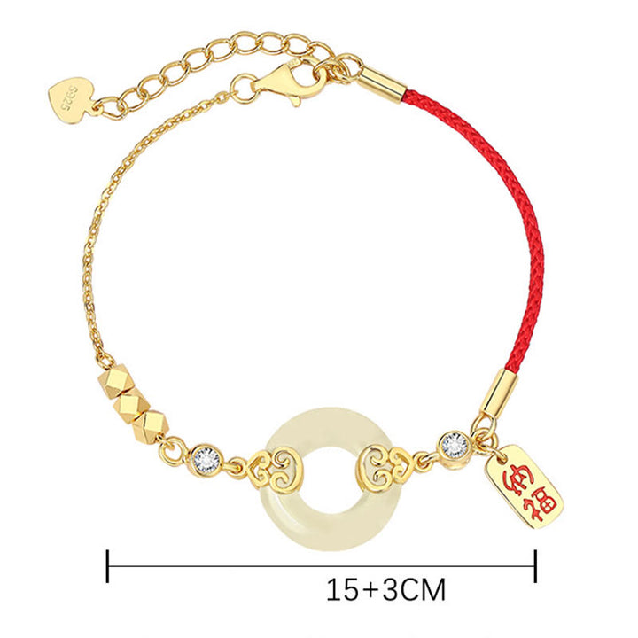 Buddha Stones 925 Sterling Silver Natural Hetian Jade Gourd Peace Buckle Zircon Luck Bracelet Necklace Pendant Earrings - image 5