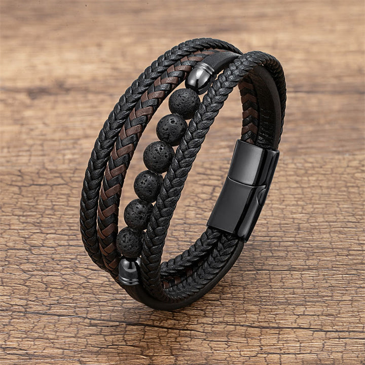 Buddha Stones "Wishing Strength to Rise from Within" Lava Rock Bracelet Includes Gift Message Card - image 1
