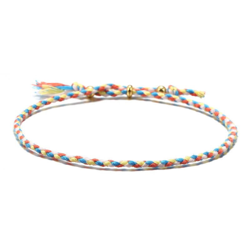 Buddha Stones Handmade Colorful Rope Braided Tassel Adjustable Harmony Bracelet