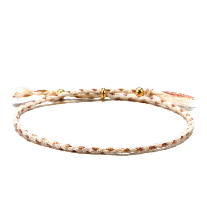 Buddha Stones Handmade Colorful Rope Braided Tassel Adjustable Harmony Bracelet - Beige(Wrist Circumference 14-20cm) - image 12