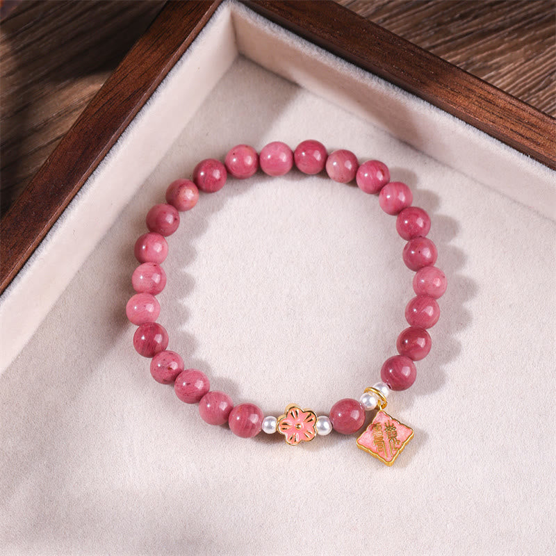 Buddha Stones Rhodonite Peach Blossom Loving Energy Bracelet