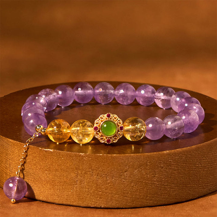 Buddha Stones Natural Amethyst Meditation Balance Bracelet