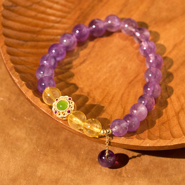 Buddha Stones Natural Amethyst Meditation Balance Bracelet