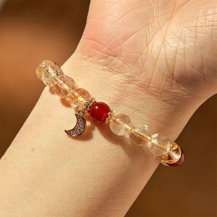 Buddha Stones Citrine Red Agate Moon Prosperity Bracelet