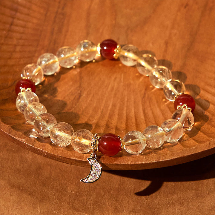 Buddha Stones Citrine Red Agate Moon Prosperity Bracelet