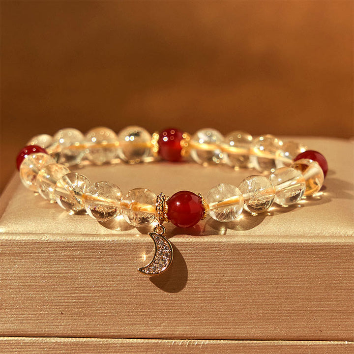 Buddha Stones Citrine Red Agate Moon Prosperity Bracelet