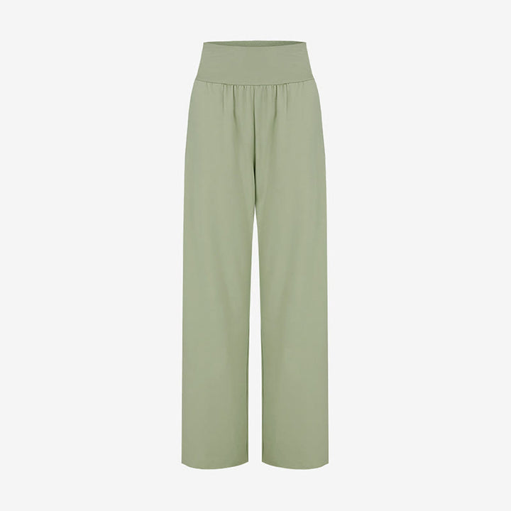 Buddha Stones Casual Loose Tie-down Hem Plain High Waist Women's Leica Pants With Pockets - image 7