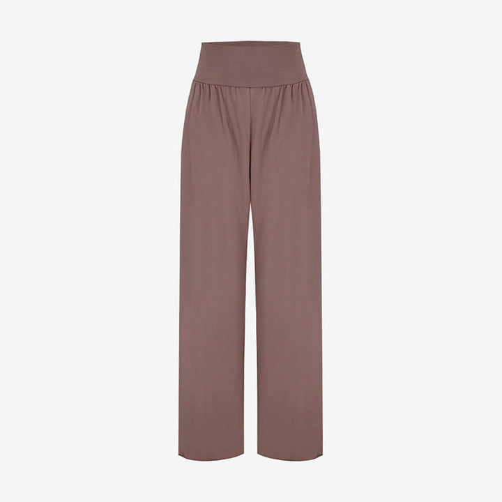 Buddha Stones Casual Loose Tie-down Hem Plain High Waist Women's Leica Pants With Pockets - image 34