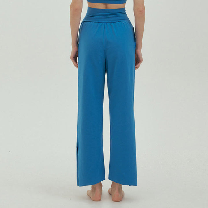 Buddha Stones Casual Loose Tie-down Hem Plain High Waist Women's Leica Pants With Pockets - image 45