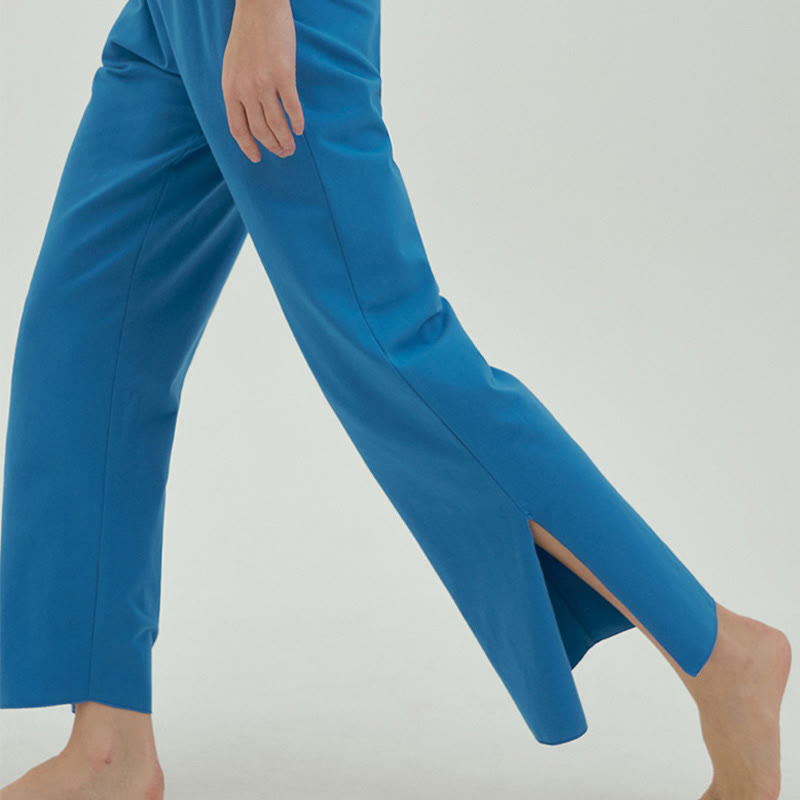 Buddha Stones Casual Loose Tie-down Hem Plain High Waist Women's Leica Pants With Pockets - image 52