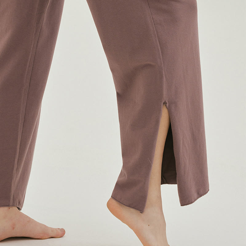 Buddha Stones Casual Loose Tie-down Hem Plain High Waist Women's Leica Pants With Pockets - image 33