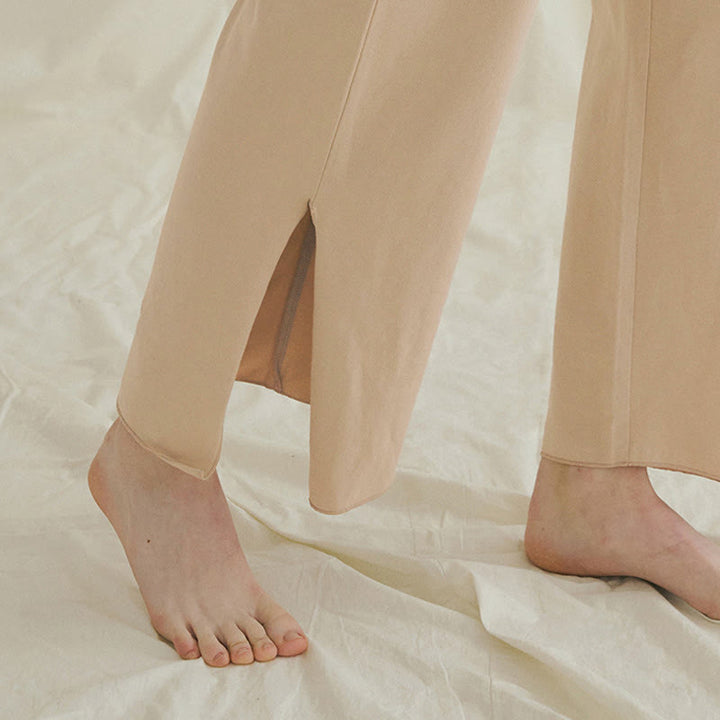 Buddha Stones Casual Loose Tie-down Hem Plain High Waist Women's Leica Pants With Pockets - image 26