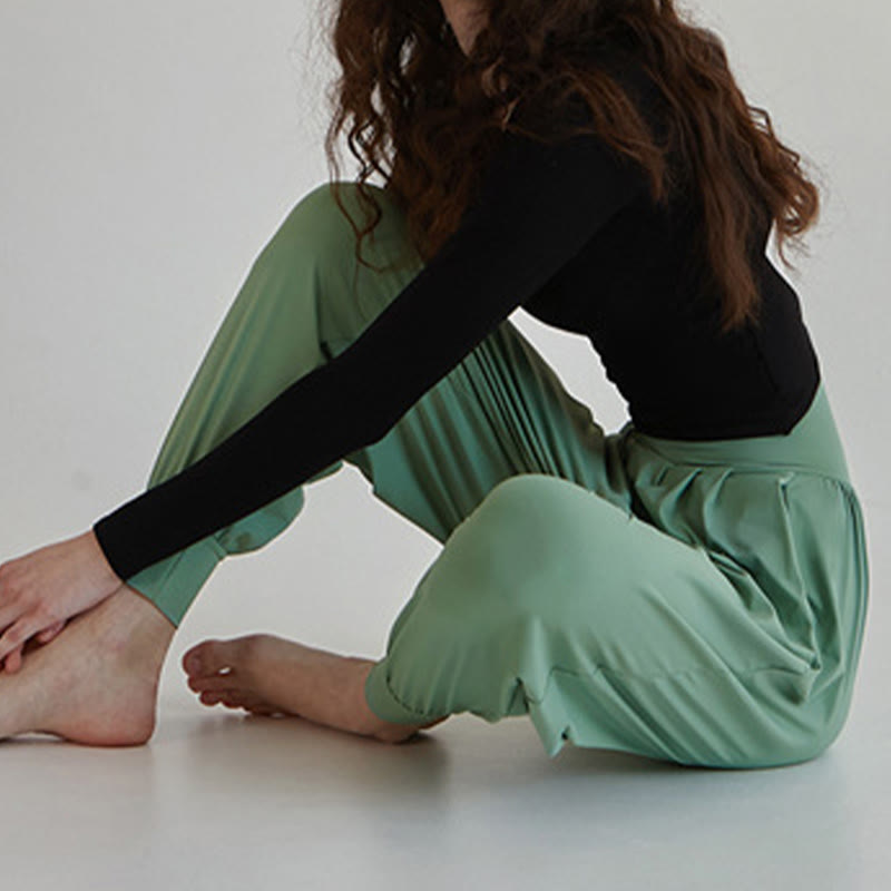 Buddha Stones Casual Plain High Waist Quick Drying Women's Leica Pants With Pockets - image 35