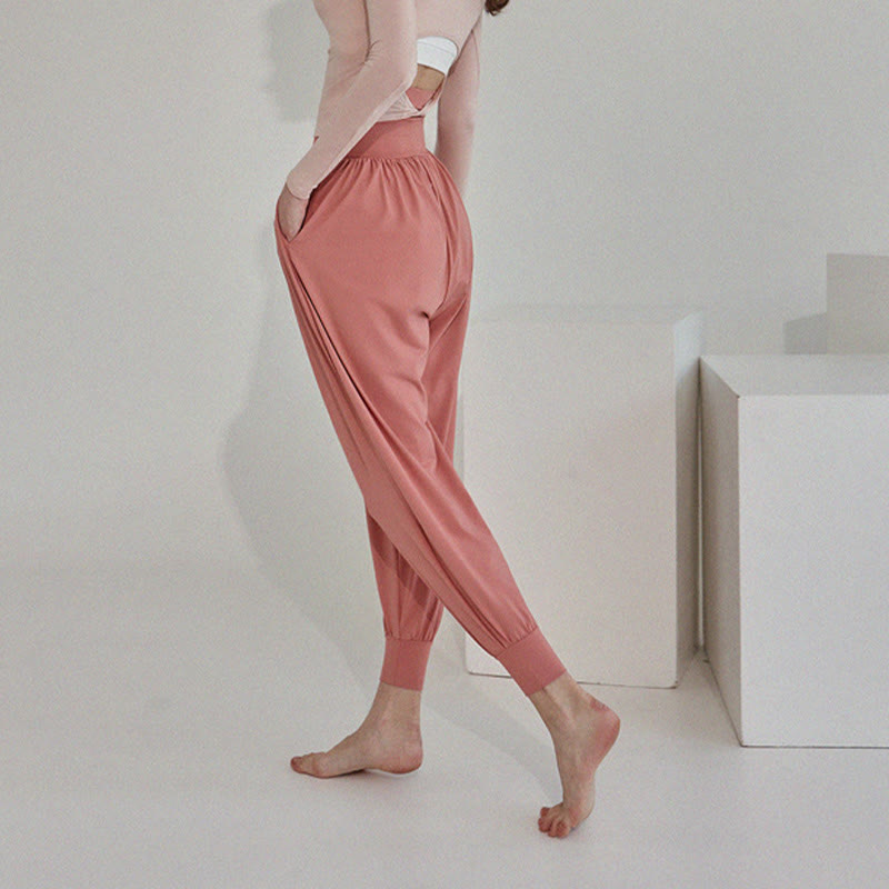 Buddha Stones Casual Plain High Waist Quick Drying Women's Leica Pants With Pockets - image 22