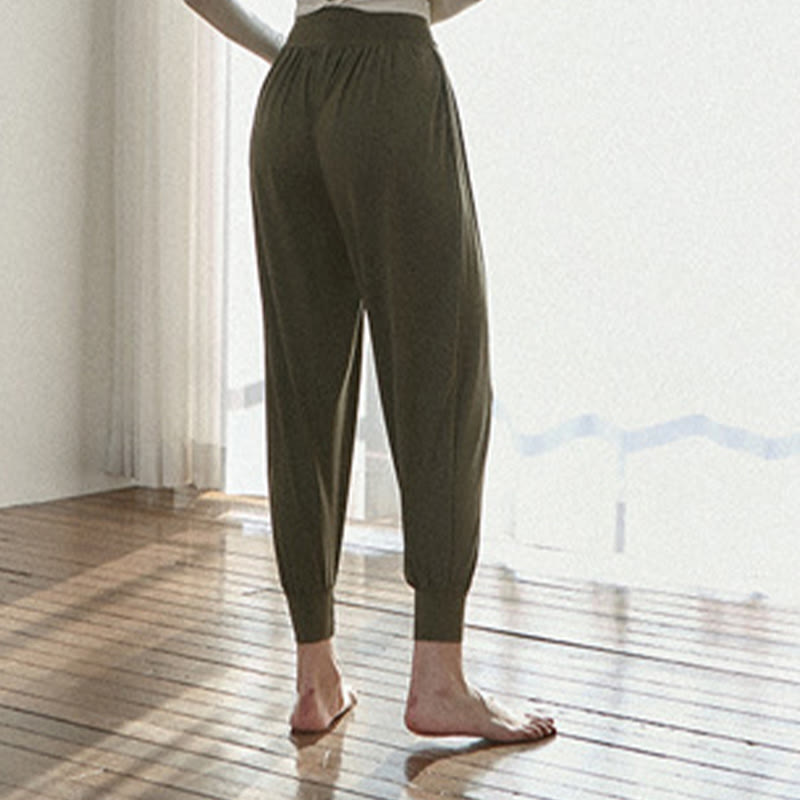 Buddha Stones Casual Plain High Waist Quick Drying Women's Leica Pants With Pockets - image 3