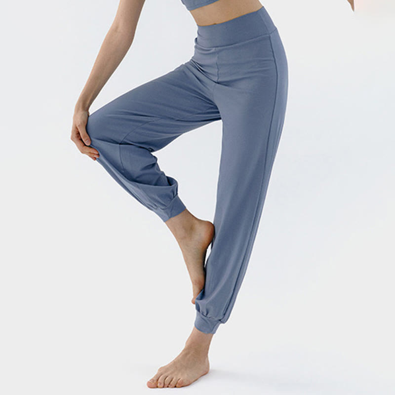 Buddha Stones Casual Plain High Waist Quick Drying Women's Leica Pants