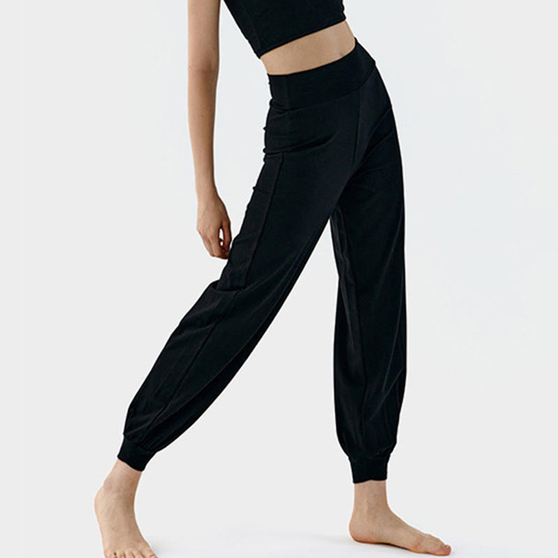 Buddha Stones Casual Plain High Waist Quick Drying Women's Leica Pants