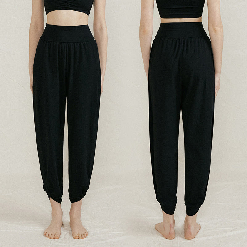 Buddha Stones Casual Plain High Waist Side Fold Quick Drying Women's Cotton Pants With Pockets - image 14