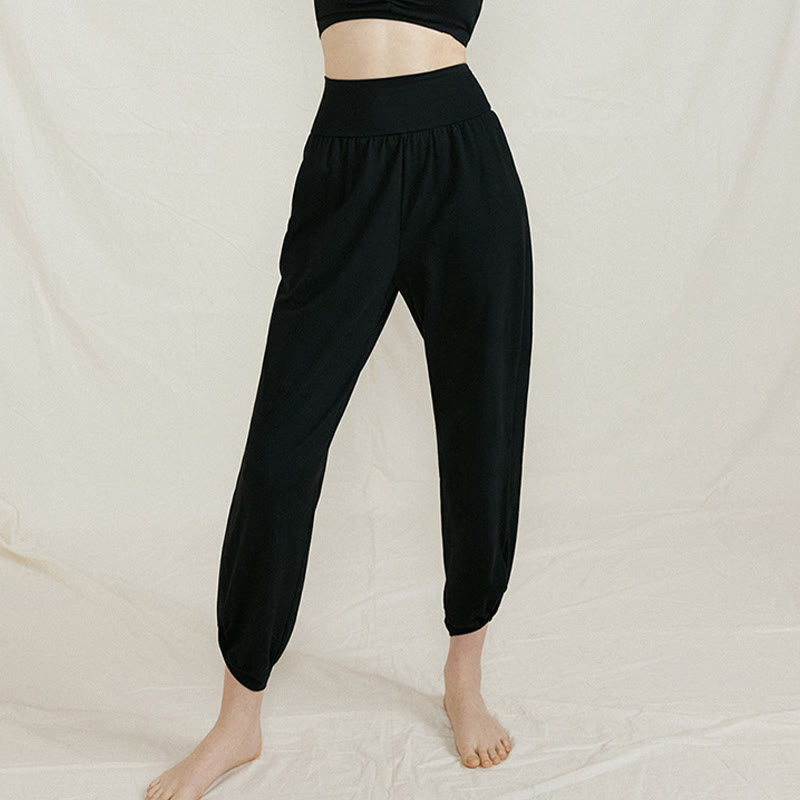 Buddha Stones Casual Plain High Waist Side Fold Quick Drying Women's Cotton Pants With Pockets - image 17