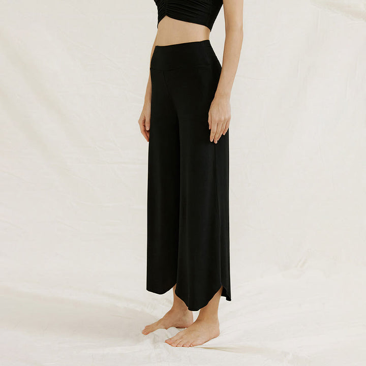 Buddha Stones Casual Plain Loose Irregular Geometric Hem Women's Leica Wide Leg Pants - image 25