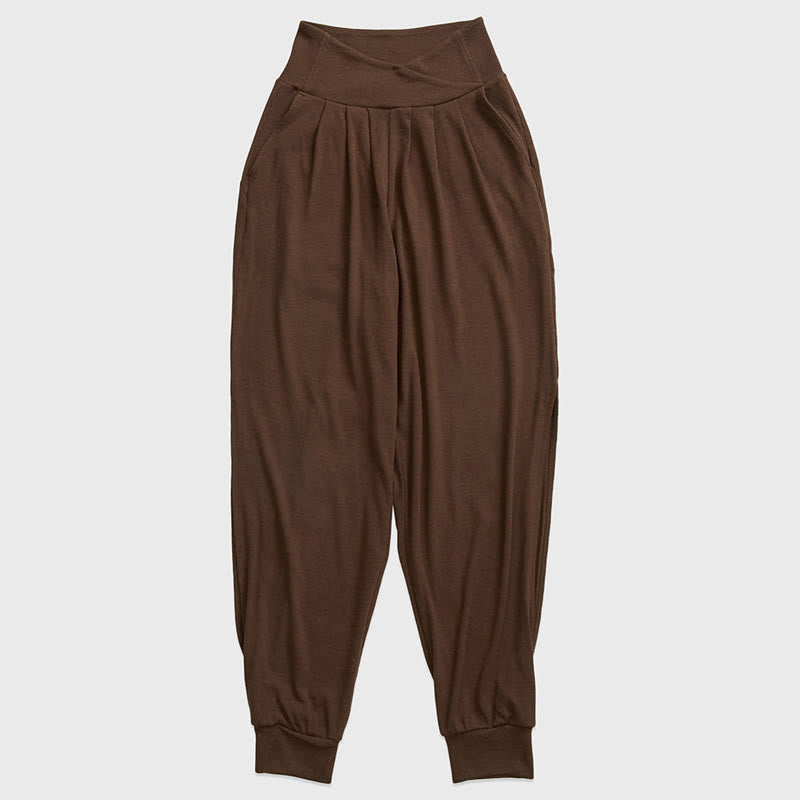 Buddha Stones Casual Plain Threaded Slit Hem Women's Spandex Pants With Pockets - SaddleBrown - US6，UK/AU10，EU38 (XL) - image 11