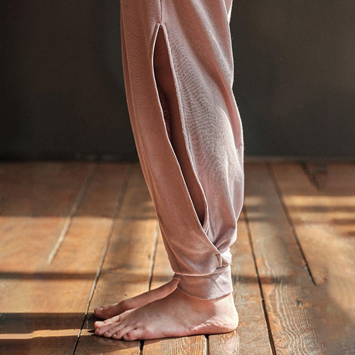 Buddha Stones Casual Plain Threaded Slit Hem Women's Spandex Pants With Pockets - image 7