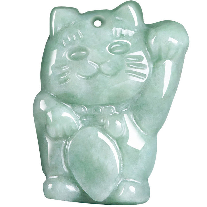 Buddha Stones Lucky Cat Jade Abundance Necklace Pendant - image 7