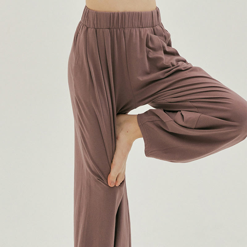 Buddha Stones Casual Plain Breathable Loose Women's Leica Harem Pants With Pockets - image 24