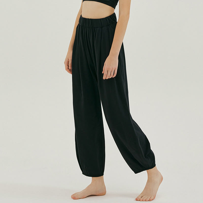Buddha Stones Casual Plain Breathable Loose Women's Leica Harem Pants With Pockets - image 11