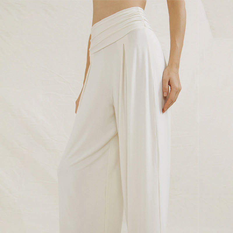 Buddha Stones Casual Plain High Waist Loose Fit Women's Leica Wide Leg Pants - image 15