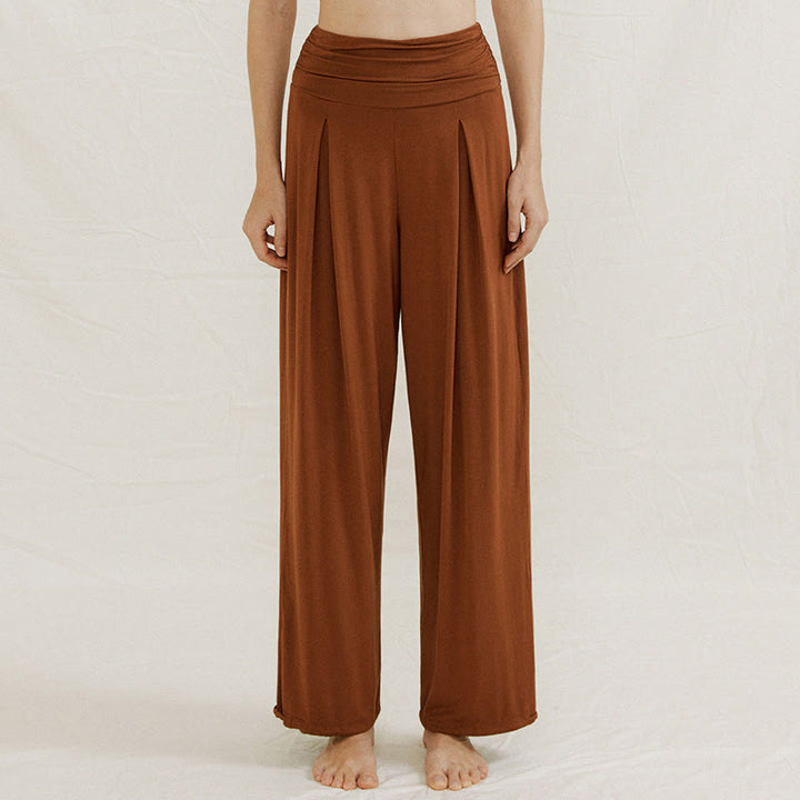 Buddha Stones Casual Plain High Waist Loose Fit Women's Leica Wide Leg Pants - Sienna - US6，UK/AU10，EU38 (L) - image 0