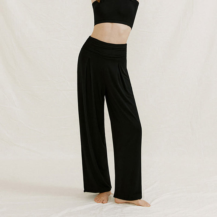Buddha Stones Casual Plain High Waist Loose Fit Women's Leica Wide Leg Pants - image 17
