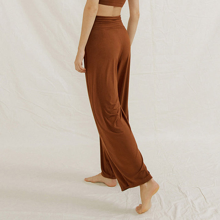 Buddha Stones Casual Plain High Waist Loose Fit Women's Leica Wide Leg Pants