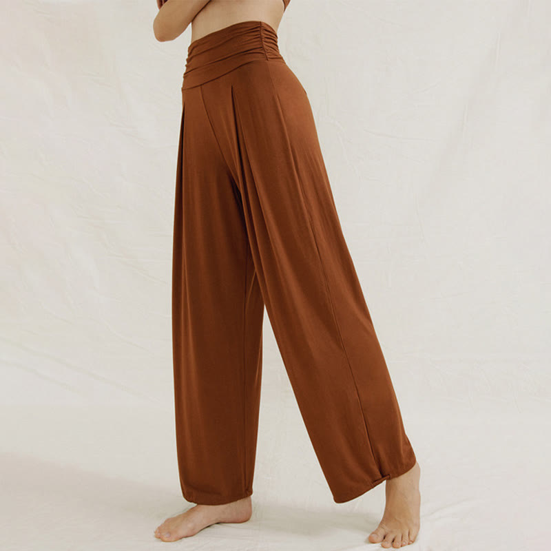 Buddha Stones Casual Plain High Waist Loose Fit Women's Leica Wide Leg Pants - image 1