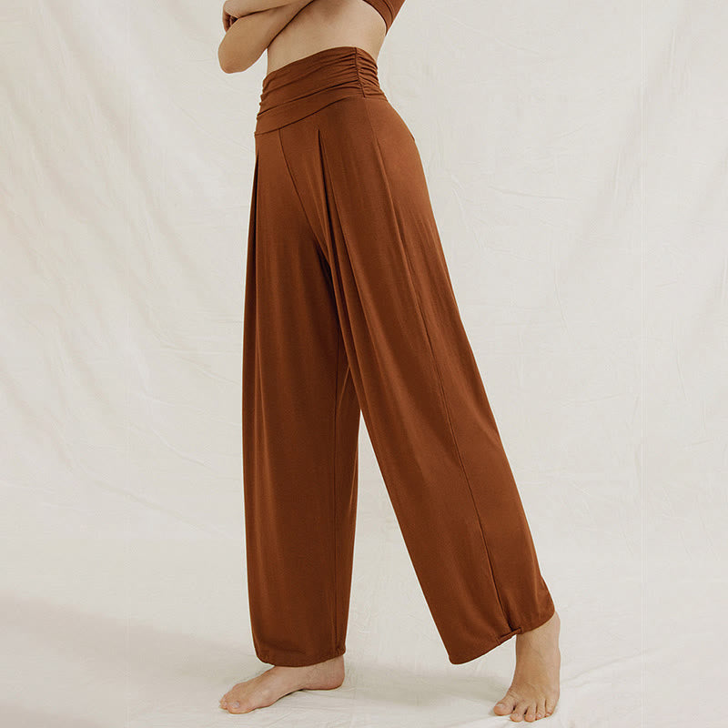 Buddha Stones Casual Plain High Waist Loose Fit Women's Leica Wide Leg Pants - image 4